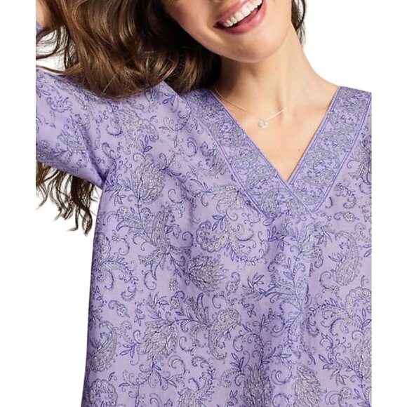 J. Jill Love Linen NWT Linen Border Printed Popover Lilac Paisley Size M - Picture 6 of 11